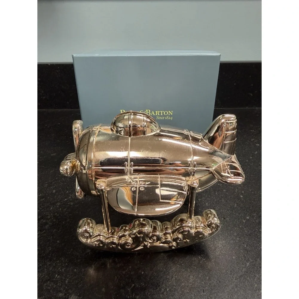 Reed & Barton Zoom Zoom Silverplate Airplane Coin Bank 4.75